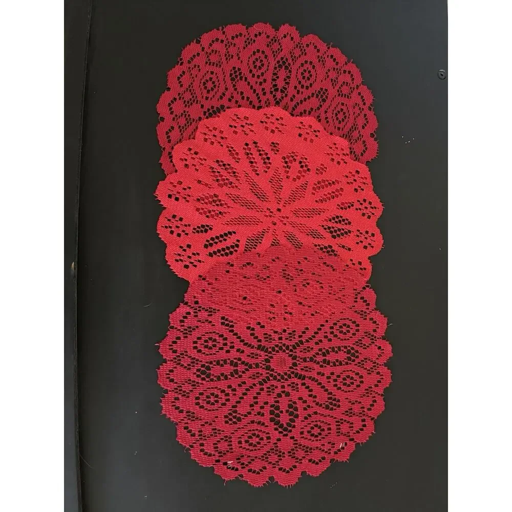 Vintage Red Lace Doily Bundle Set of 3 Holiday Christmas Valentine Table Decor